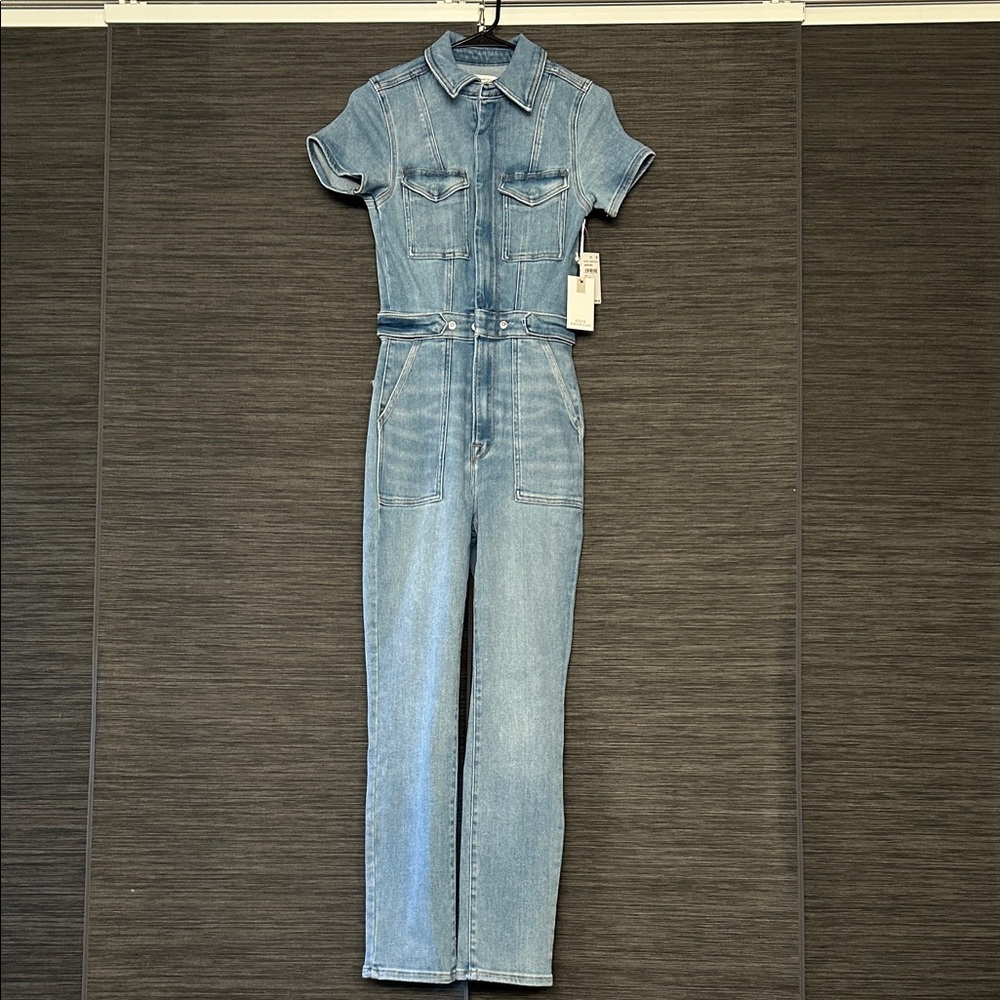 Good American Light Blue Denim Jumpsuit
